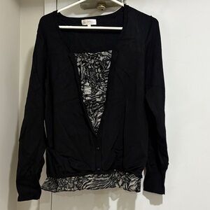 Chic Black Cardigan with Zebra Pattern